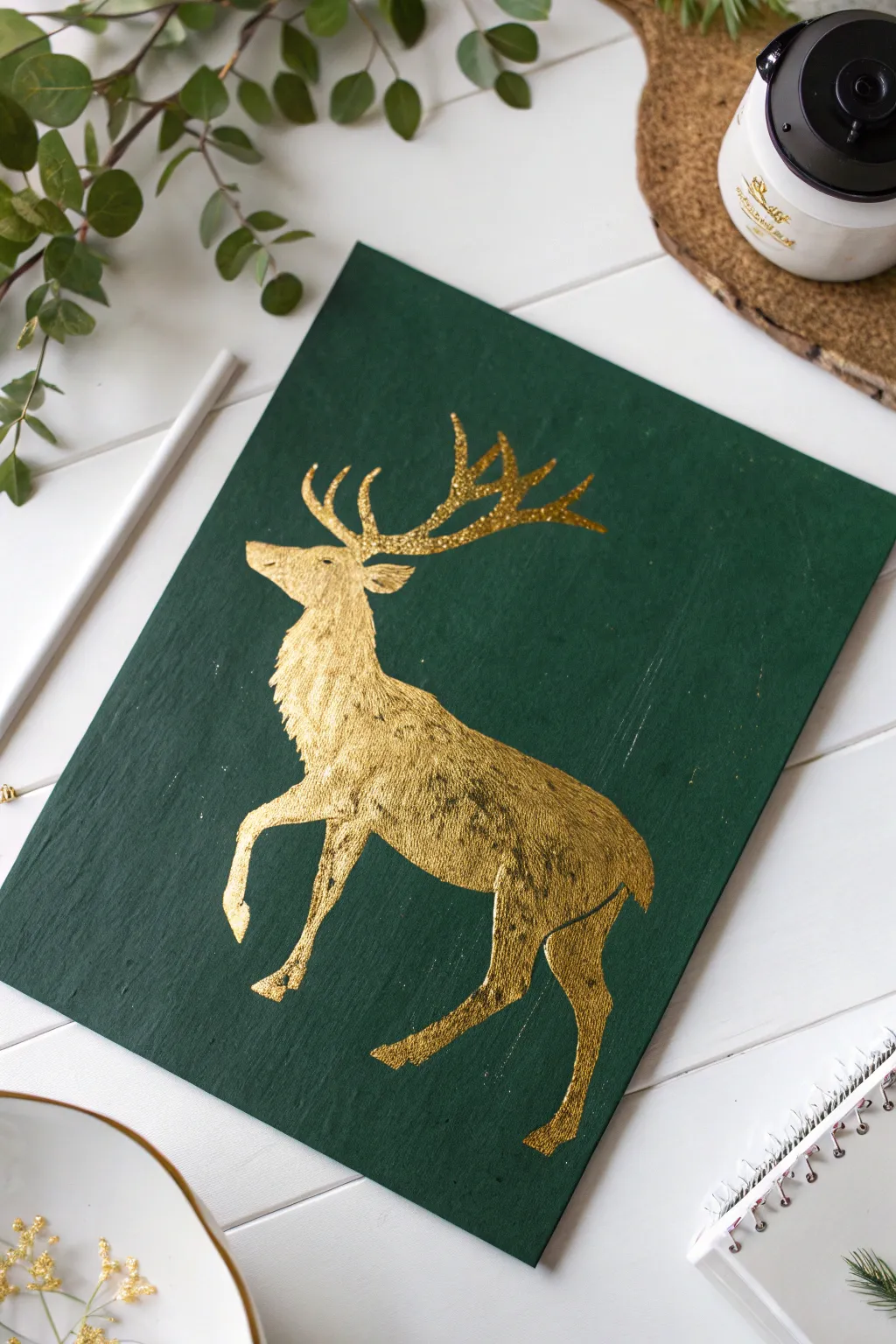 Add a touch of luxe to your holiday decor with this DIY golden reindeer silhouette.
