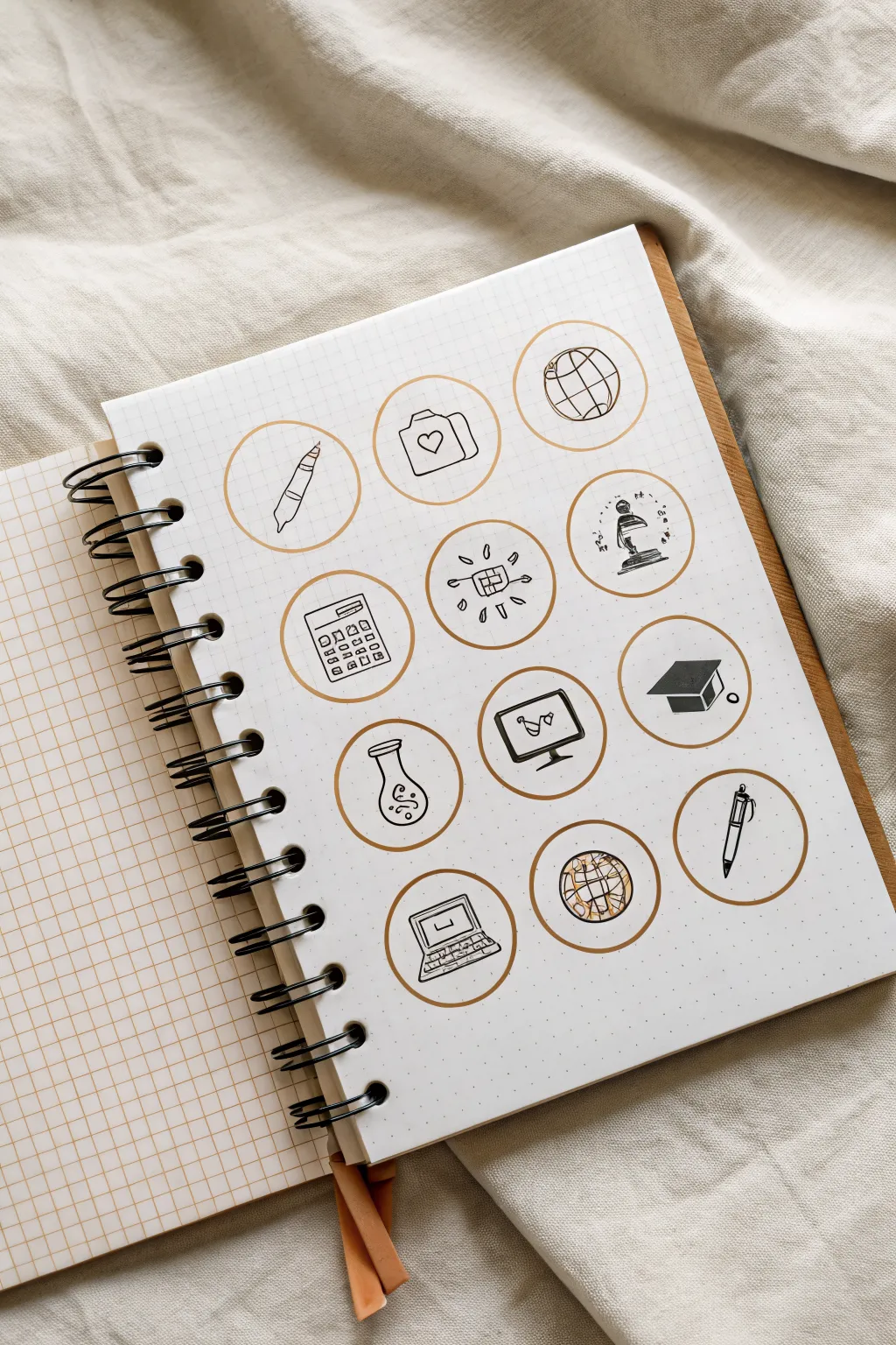 Major-themed icon grid for college drawing ideas, minimalist and boho, easy to recreate