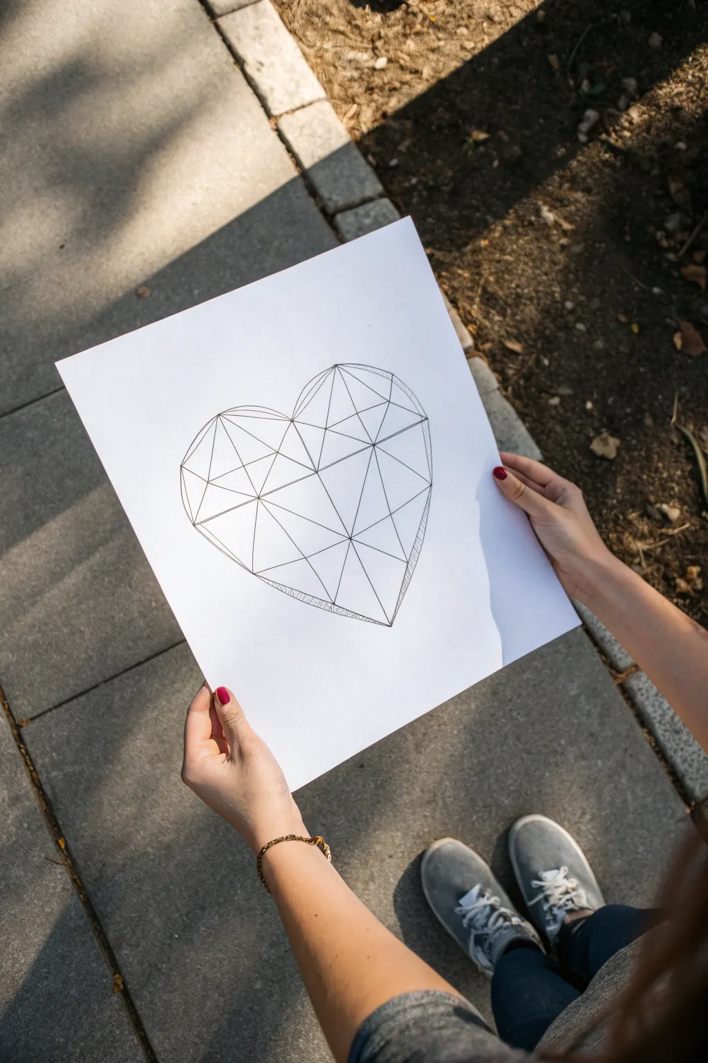 Impossible heart optical illusion with crisp edges and bold shadows for a stunning 3D effect