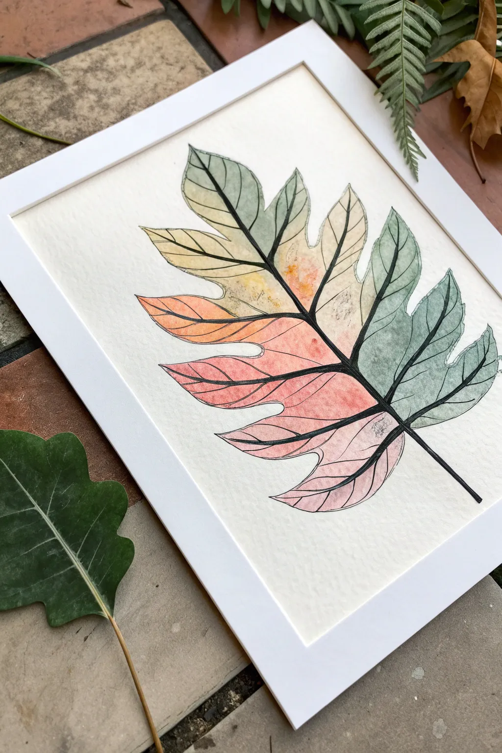 Bold black glue lines meet airy watercolor washes for an easy minimalist art idea.