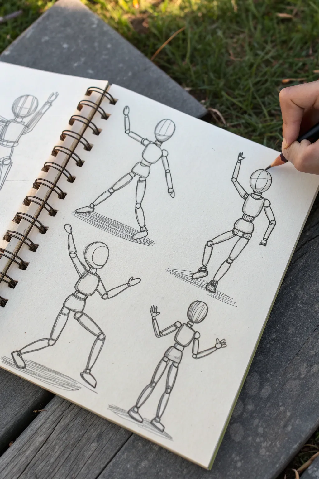 Six chibi pose bases to practice cute characters, clean mannequins ready for outfits