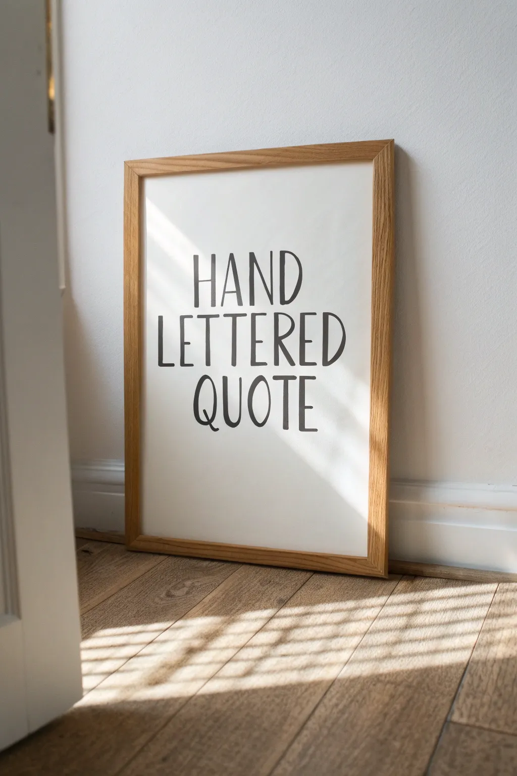 Bold hand lettering prints with faint pencil guides, a minimalist set made for selling