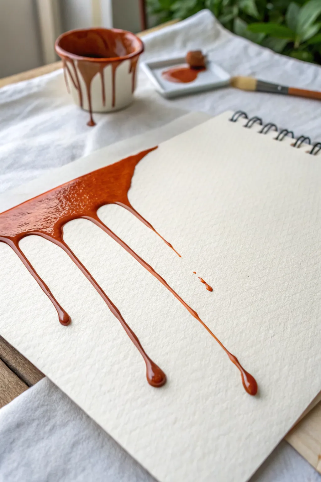 Satisfying paint blob drips with a gentle merge, perfect for minimalist Scandinavian sketchbooks