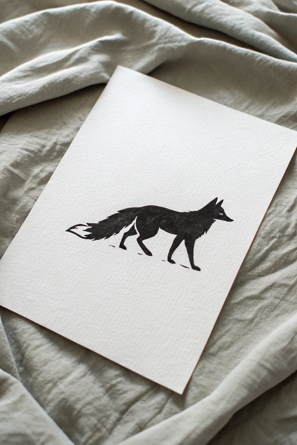 Try a two-value fox silhouette: bold black shape with crisp white negative-space detail.