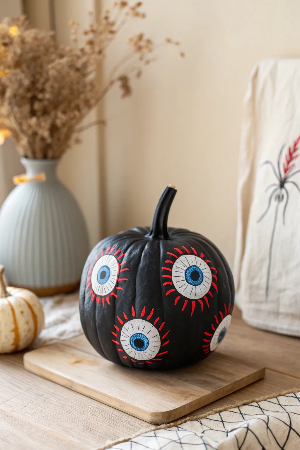 All eyes on Halloween with this spooky-chic DIY painted pumpkin design.
