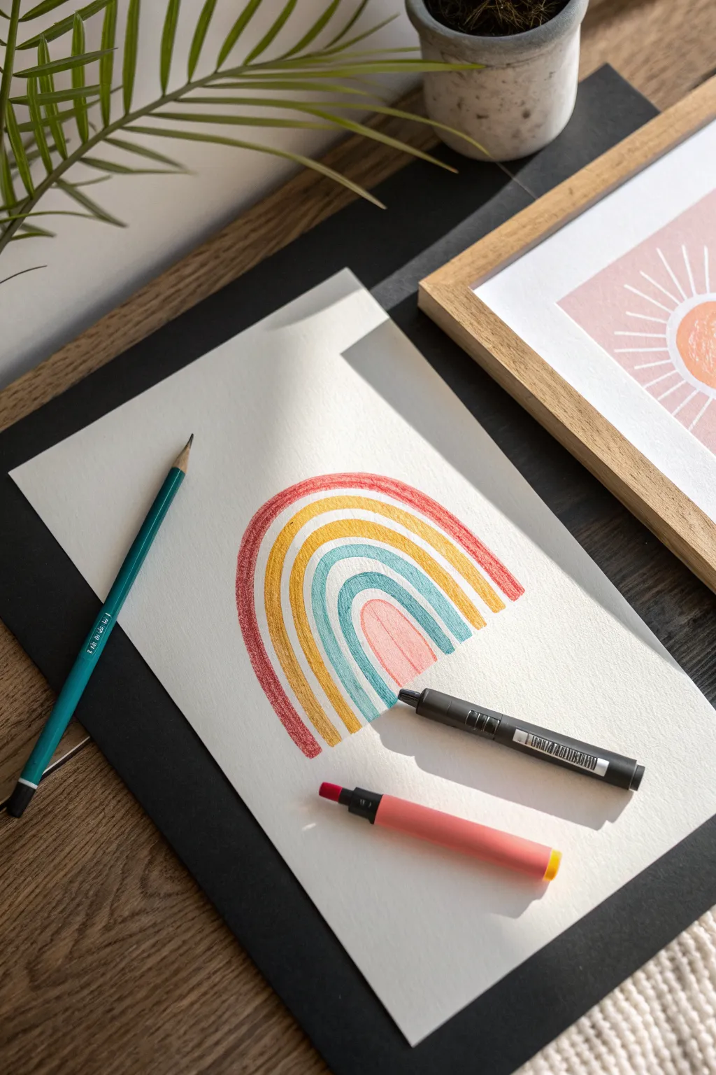 Bold cut-out scribble pops on matte black cardstock, an easy minimalist art idea to try.