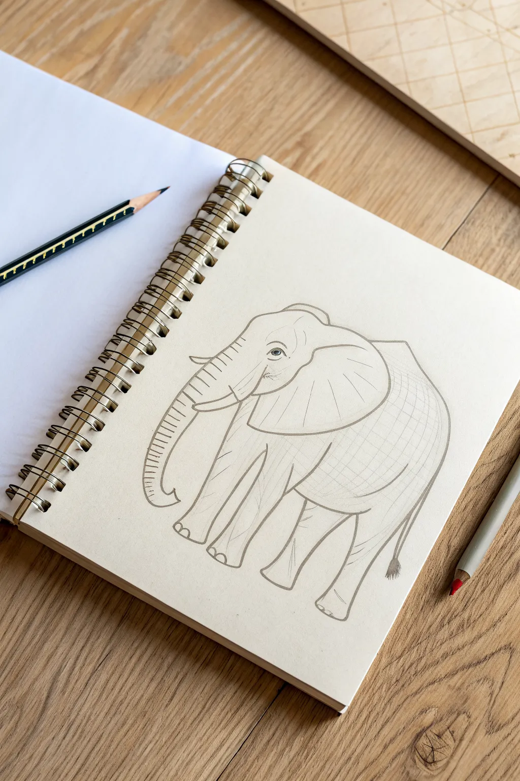 Simple elephant sketch with curved trunk, an easy drawing idea for kids and beginners