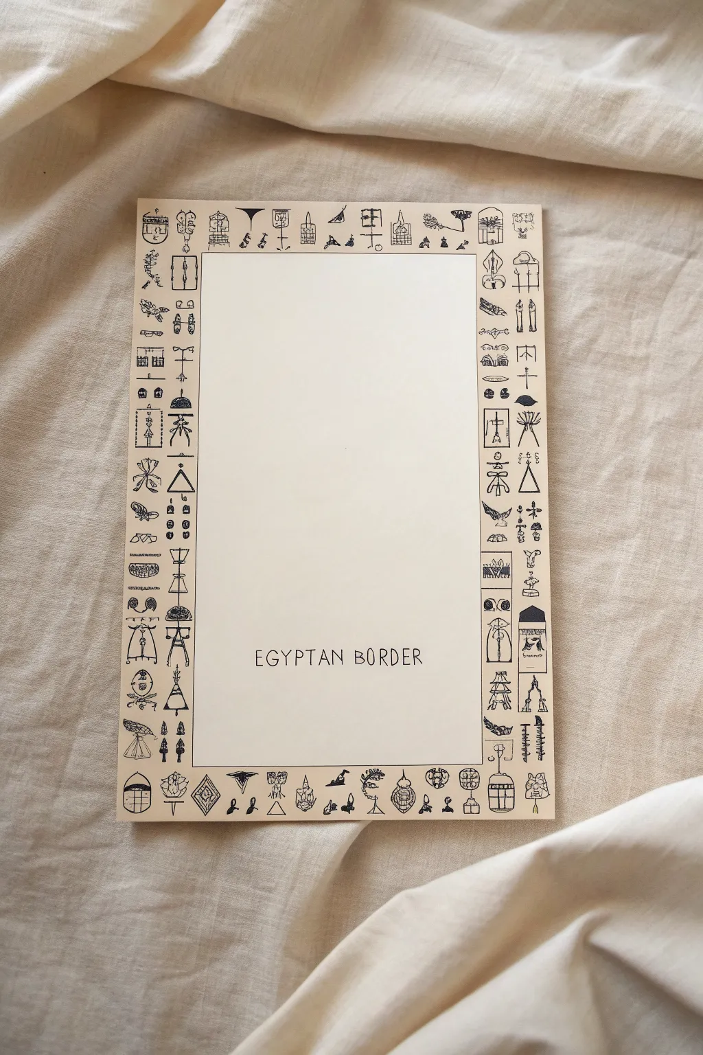Minimal hieroglyph border frame sketch idea with clean blank center for your Egyptian drawing.
