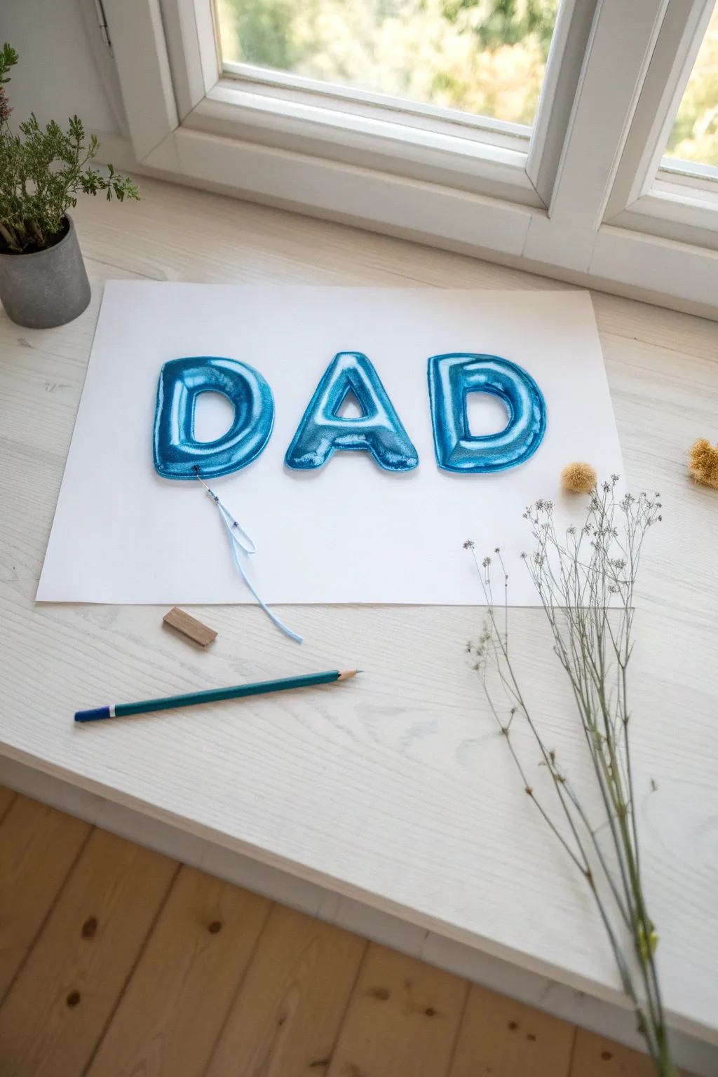 Master the art of festive balloon lettering for a stunning handmade Father's Day card.