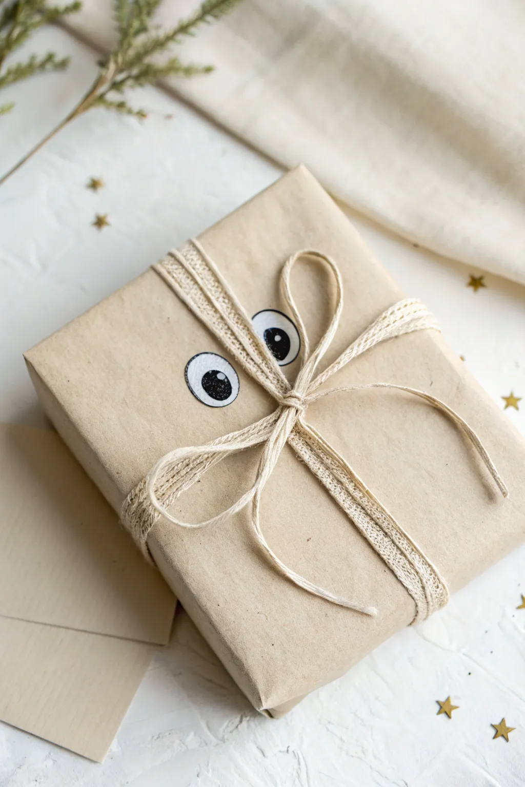 Open the neat paper gift box to reveal a big-eyed surprise creature with tiny sharp teeth inside.