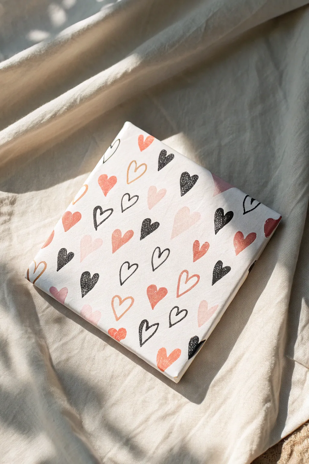 Loose hearts and crisscross marks on a canvas, perfect for a cozy girls night painting party