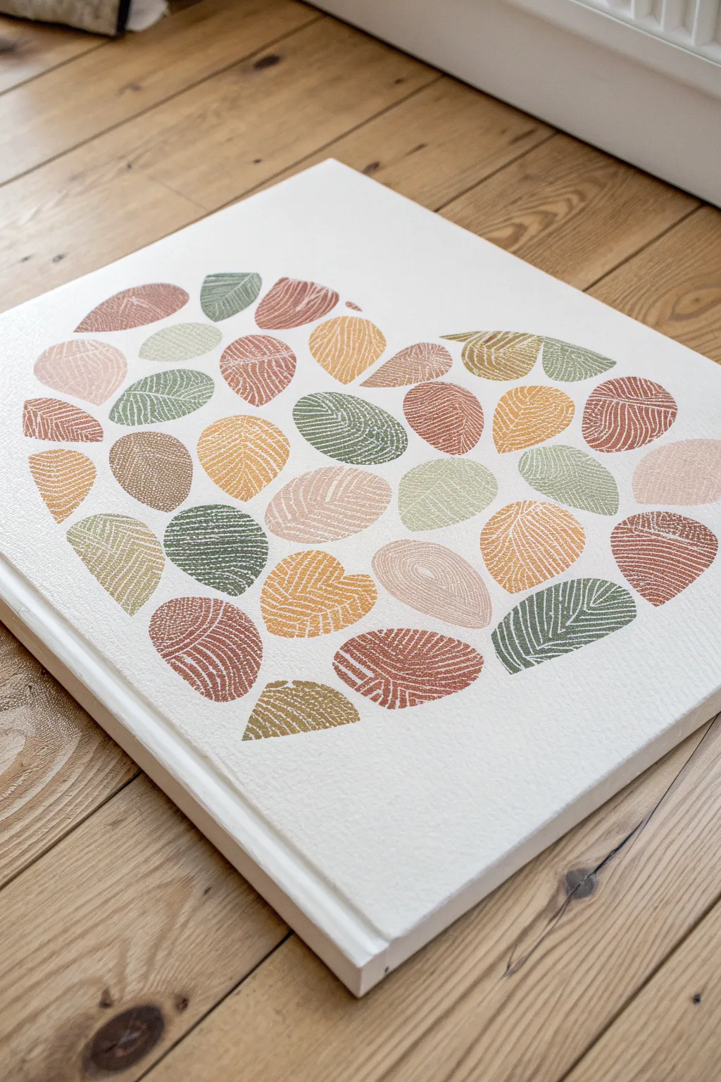 Preserve family memories with this charming DIY fingerprint heart canvas art painting.