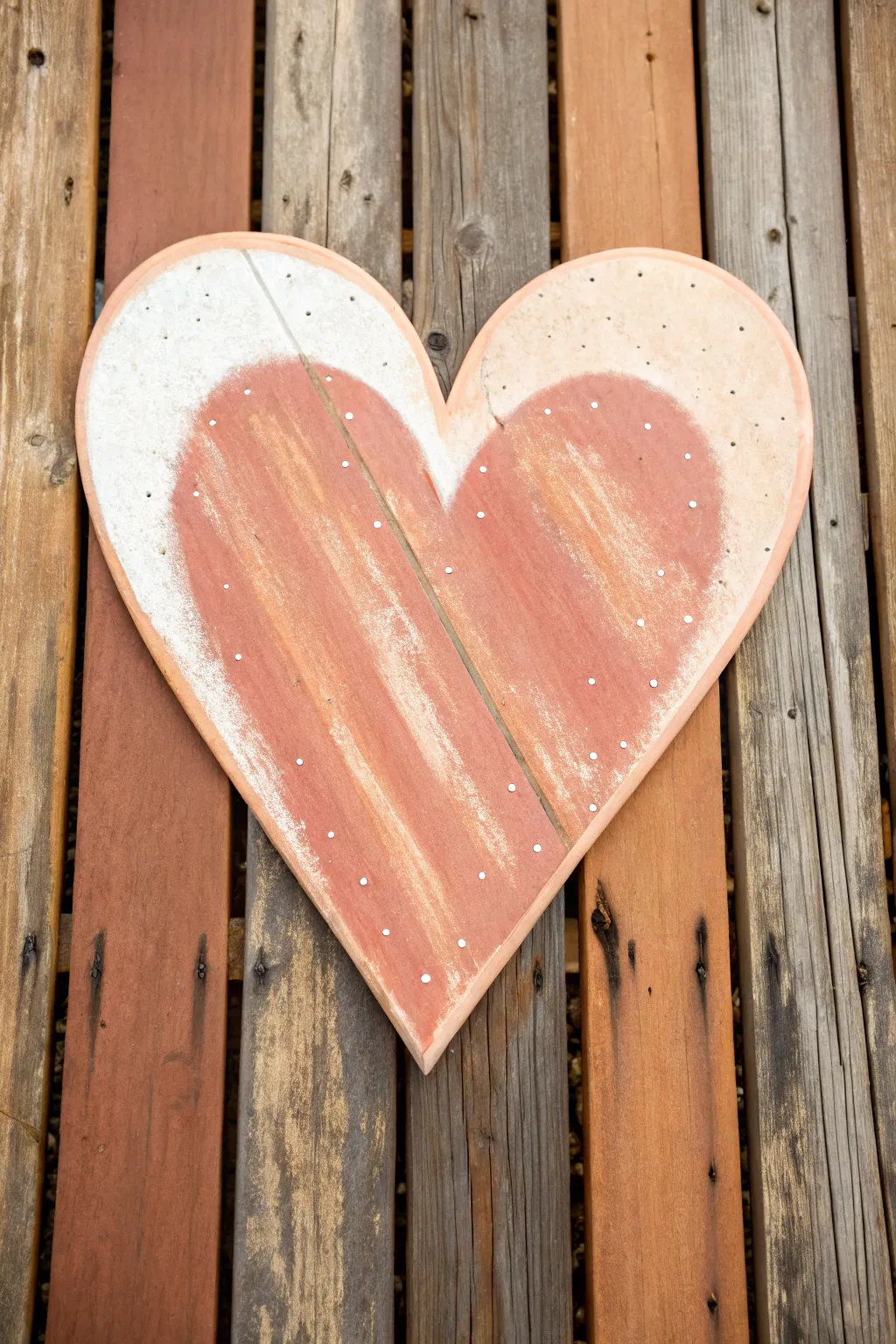 Easy card-swipe heart canvas with rustic vertical stripes and cozy textured boho charm