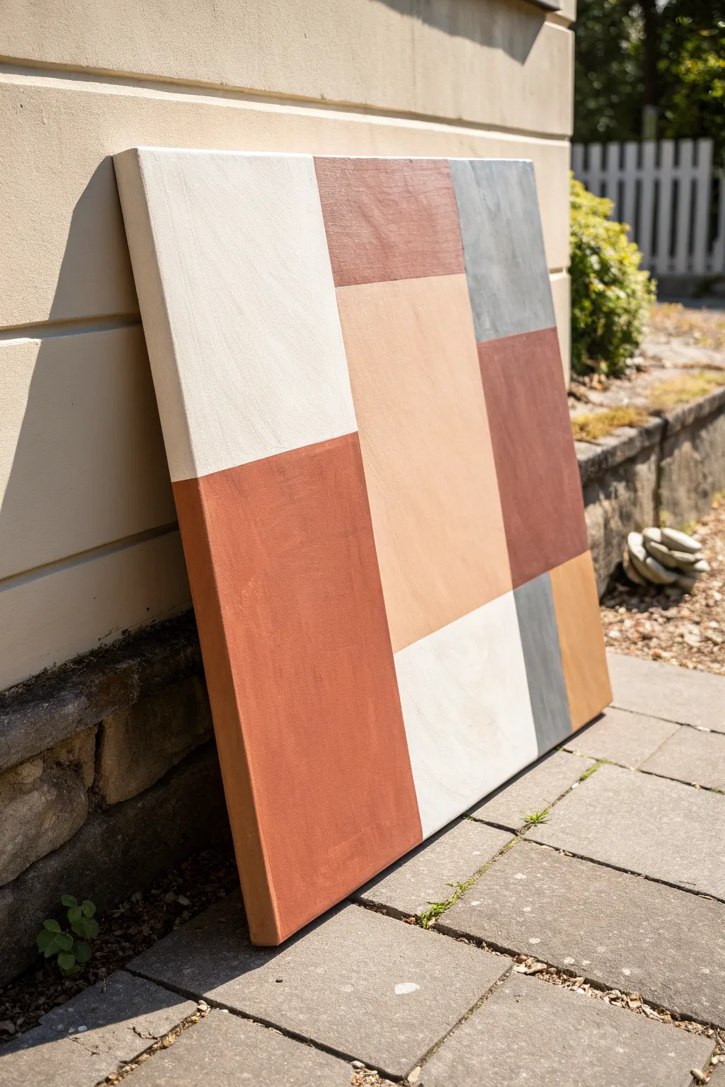 Abstract color blocks with imperfect edges in a modern Scandinavian boho palette