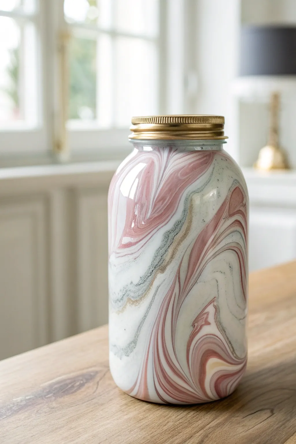 Create a luxe faux stone finish with this mesmerizing pink and grey marble swirl technique.