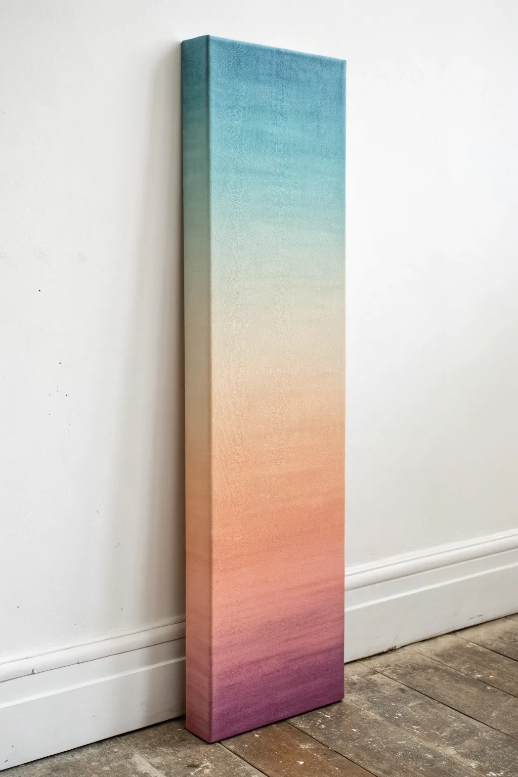 Abstract gradient column on a long canvas, calm Scandinavian tones with gentle boho texture.