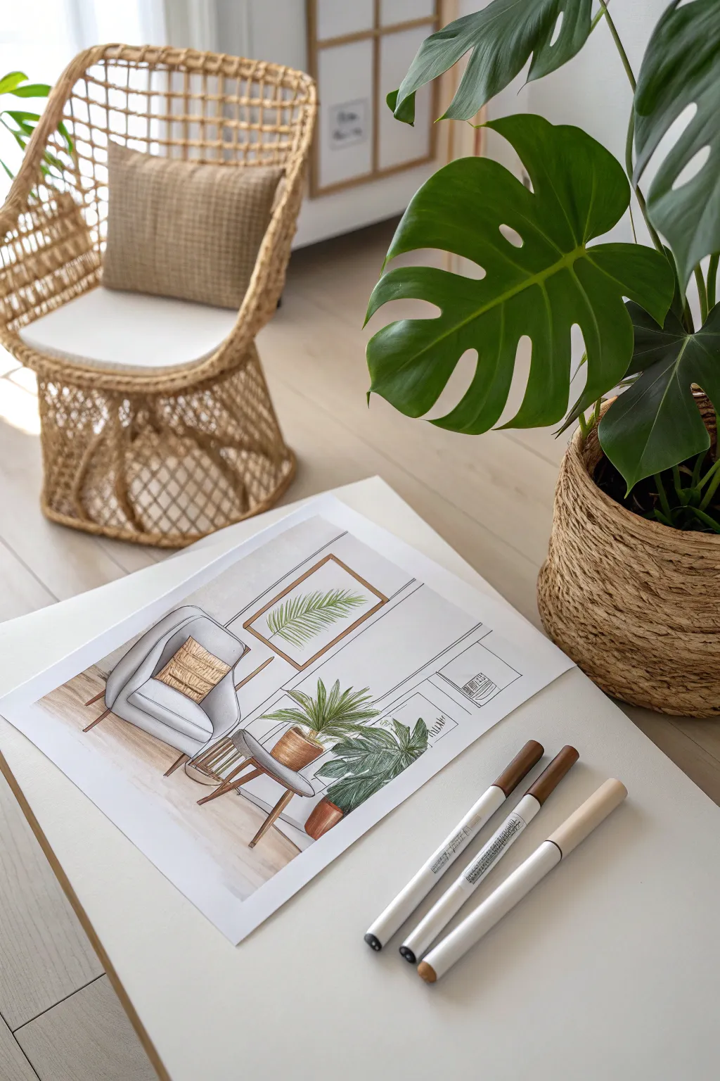 Sketch your dream home! Try these cozy interior design drawing ideas with markers.