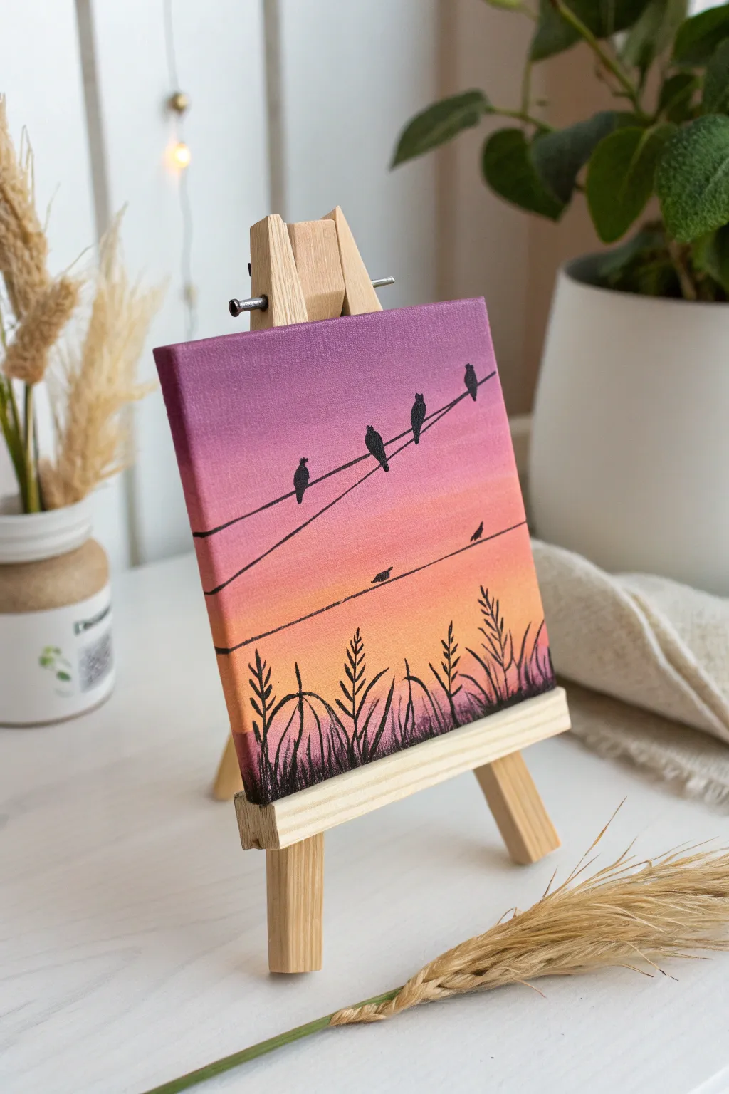 Capture the beauty of dusk with this simple silhouette idea. A dreamy mini canvas project!