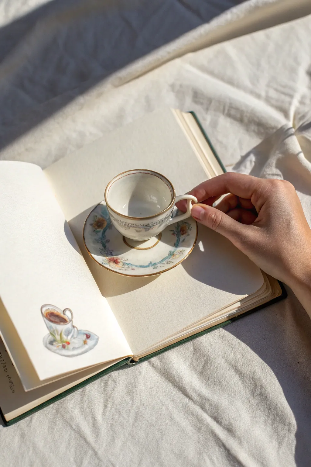 Tiny teacup still life in simple light and shadow, perfect for miniature drawing practice