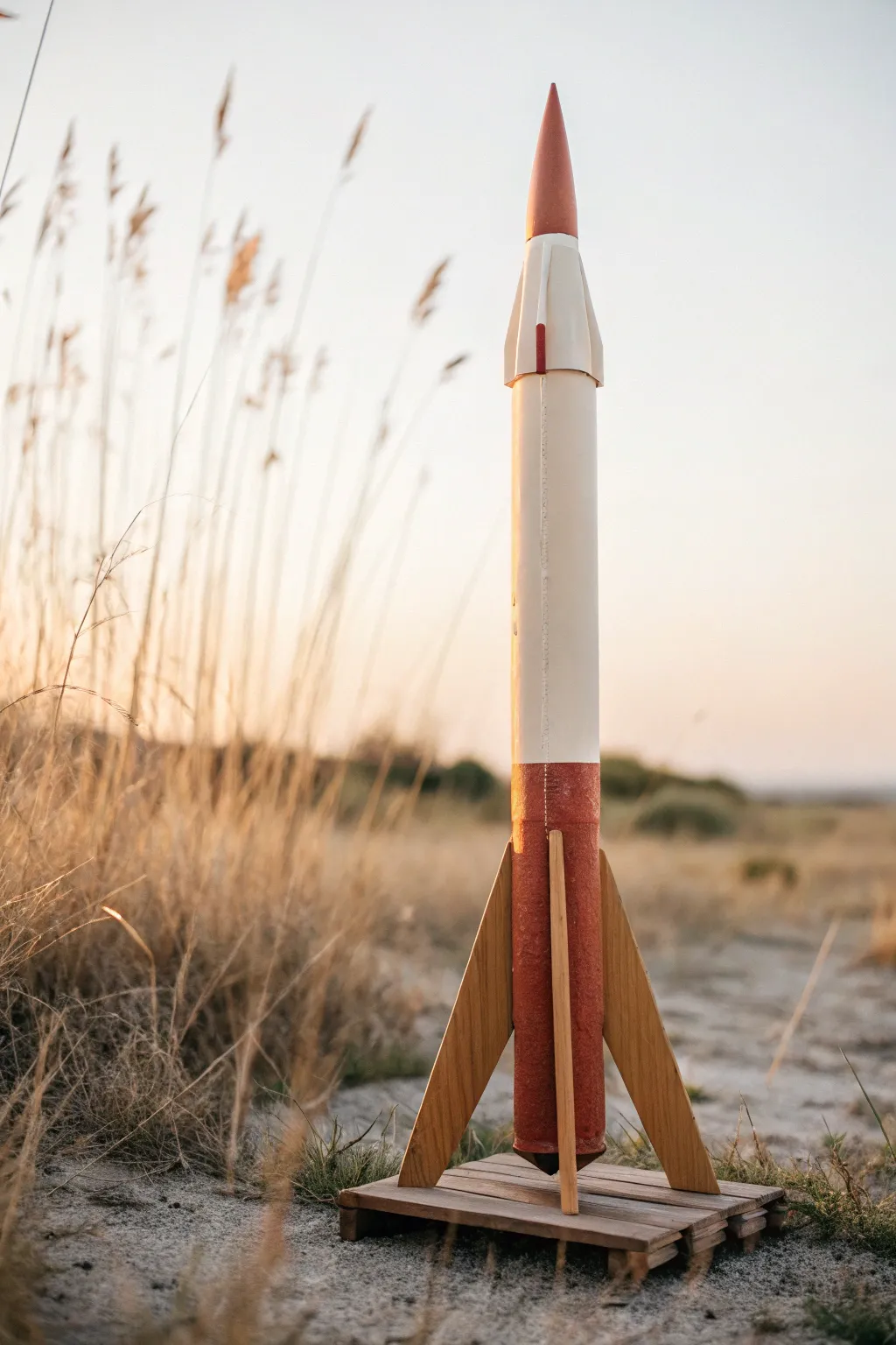 Smooth heat-gradient model rocket fade in warm terracotta to cream, minimalist outdoor styling