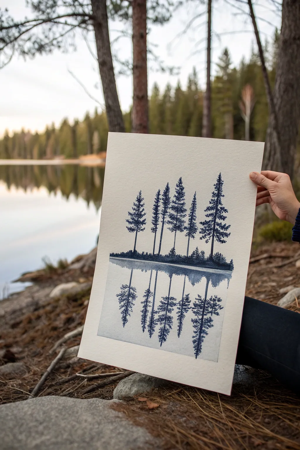 Day and night mirror study: the reflection’s negative space reveals a clean bird silhouette