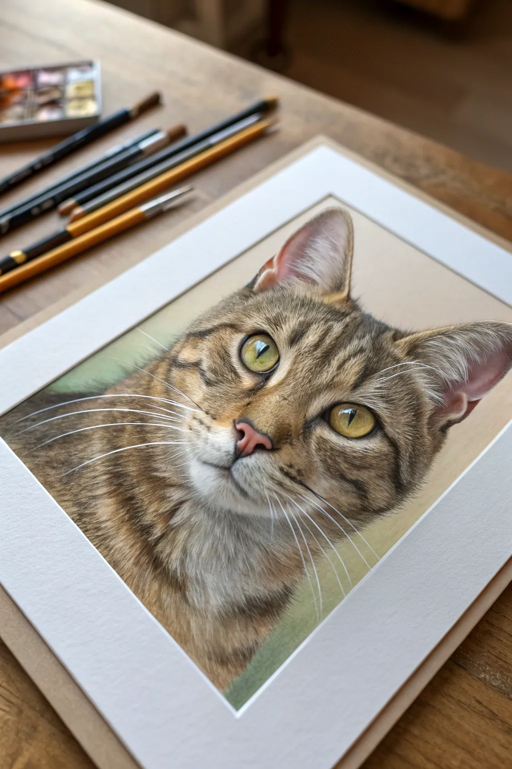 Learn fur with oil pastels: layered directional strokes and bright whisker highlights in close-up.