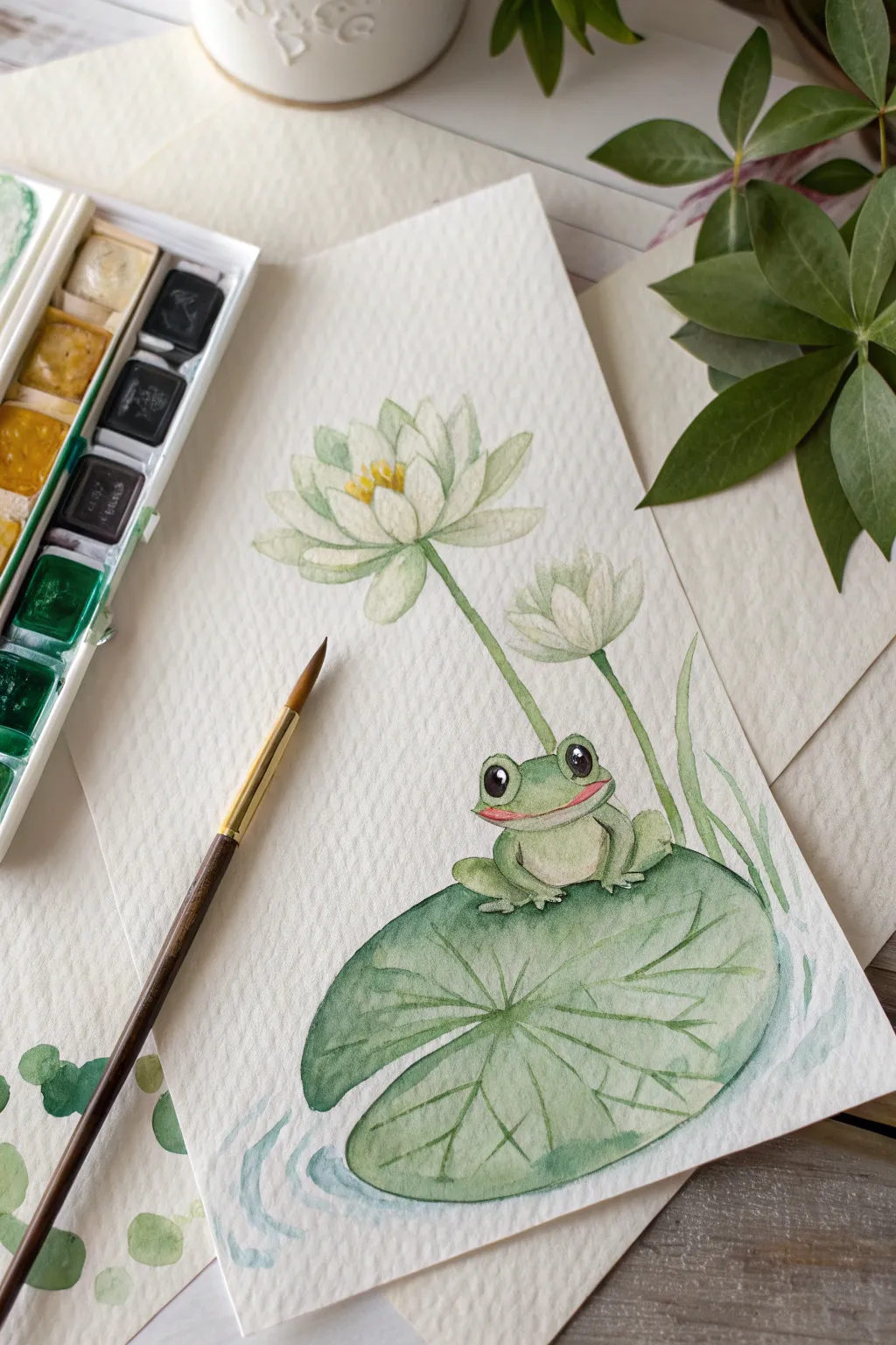 Capture nature's charm with this cute and simple frog painting idea for your sketchbook.