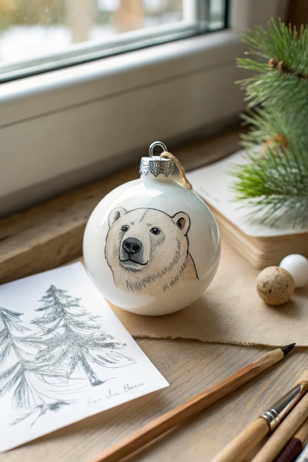 Soft-shaded polar bear ornament inspiration: clean lines, cozy neutrals, handmade charm.
