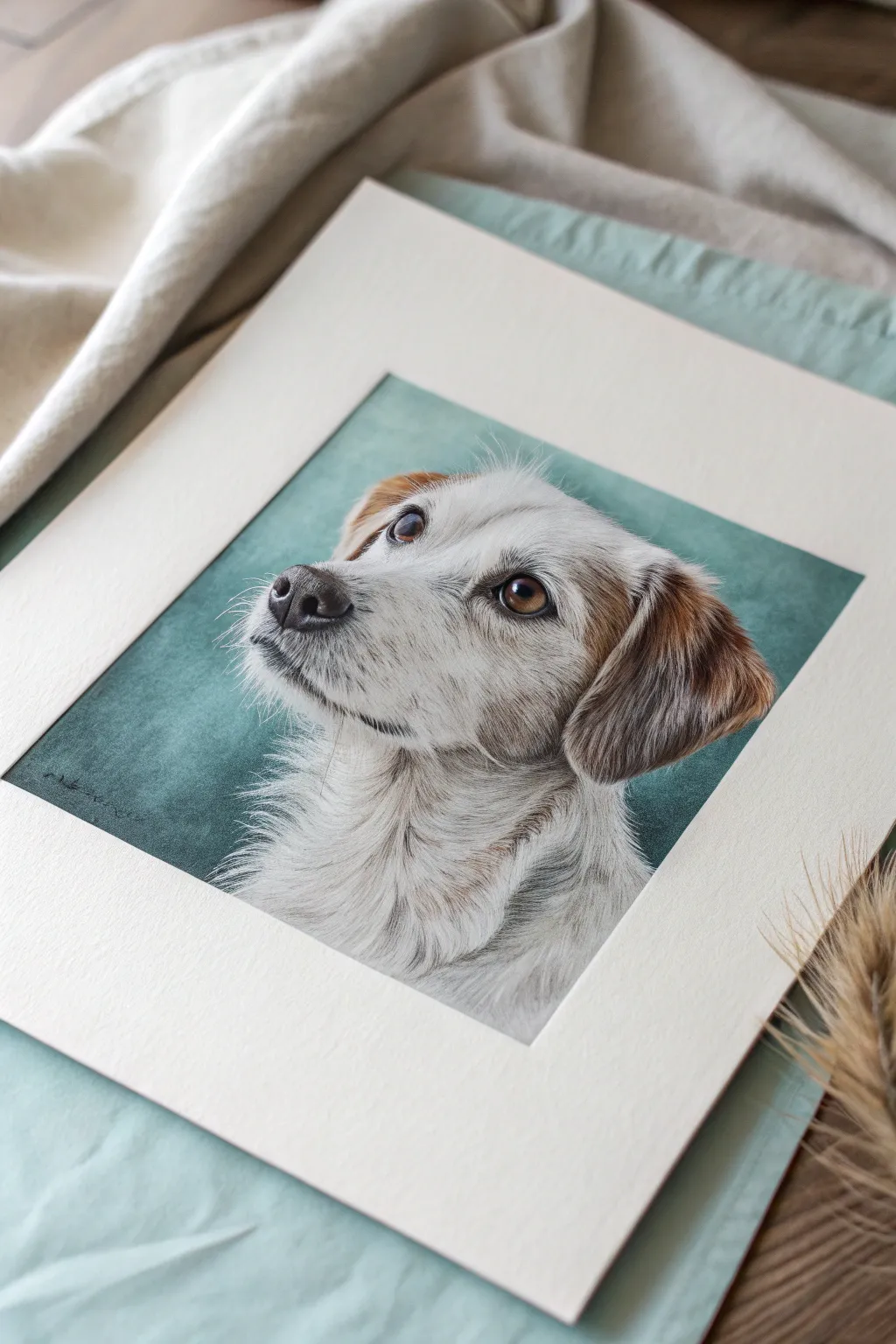 Soft pastel pet portrait with visible fur strokes and whiskers, perfect for cozy coloring practice.