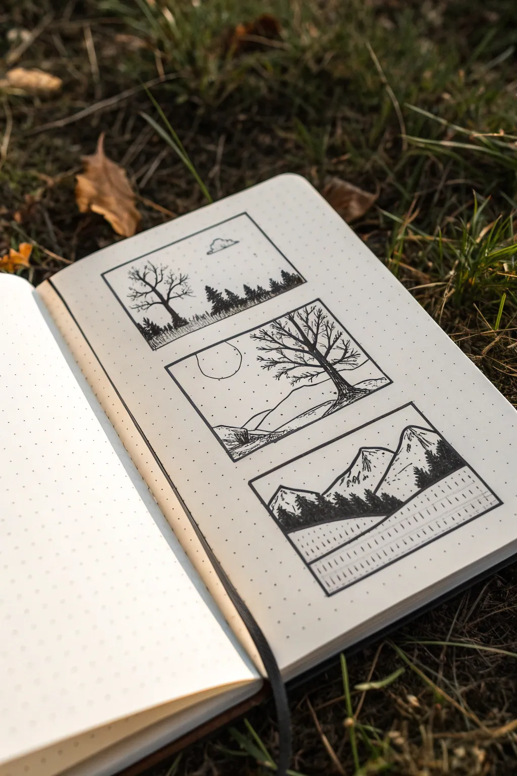 Stippling mini landscapes with silky gradients, crisp contrast, and Scandinavian-boho calm.