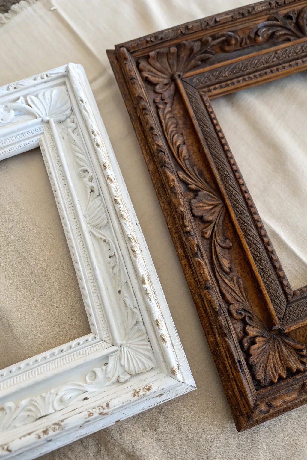 Create a timeless vintage look by adding dark wax to detailed frames.