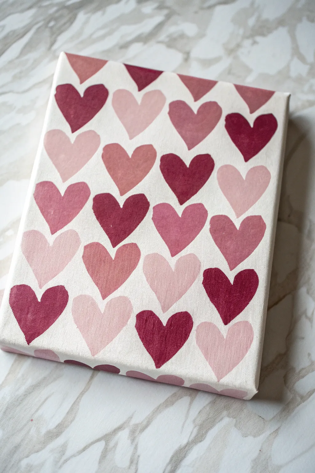 Modern pink heart pattern for an easy minimalist canvas, soft boho vibes and hand-painted charm.