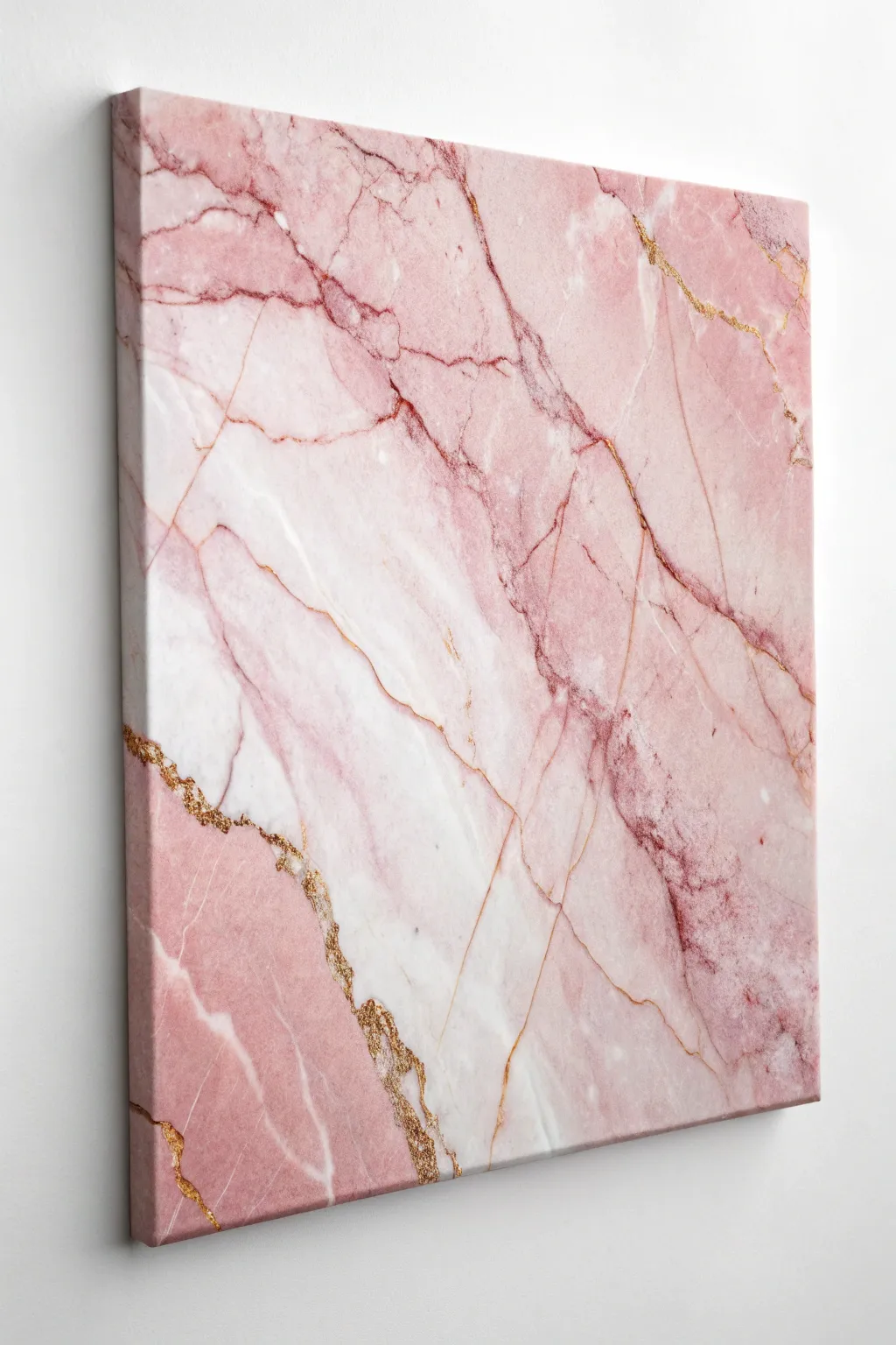 Pink marble effect in layered blush tones with delicate veins and glossy highlights.