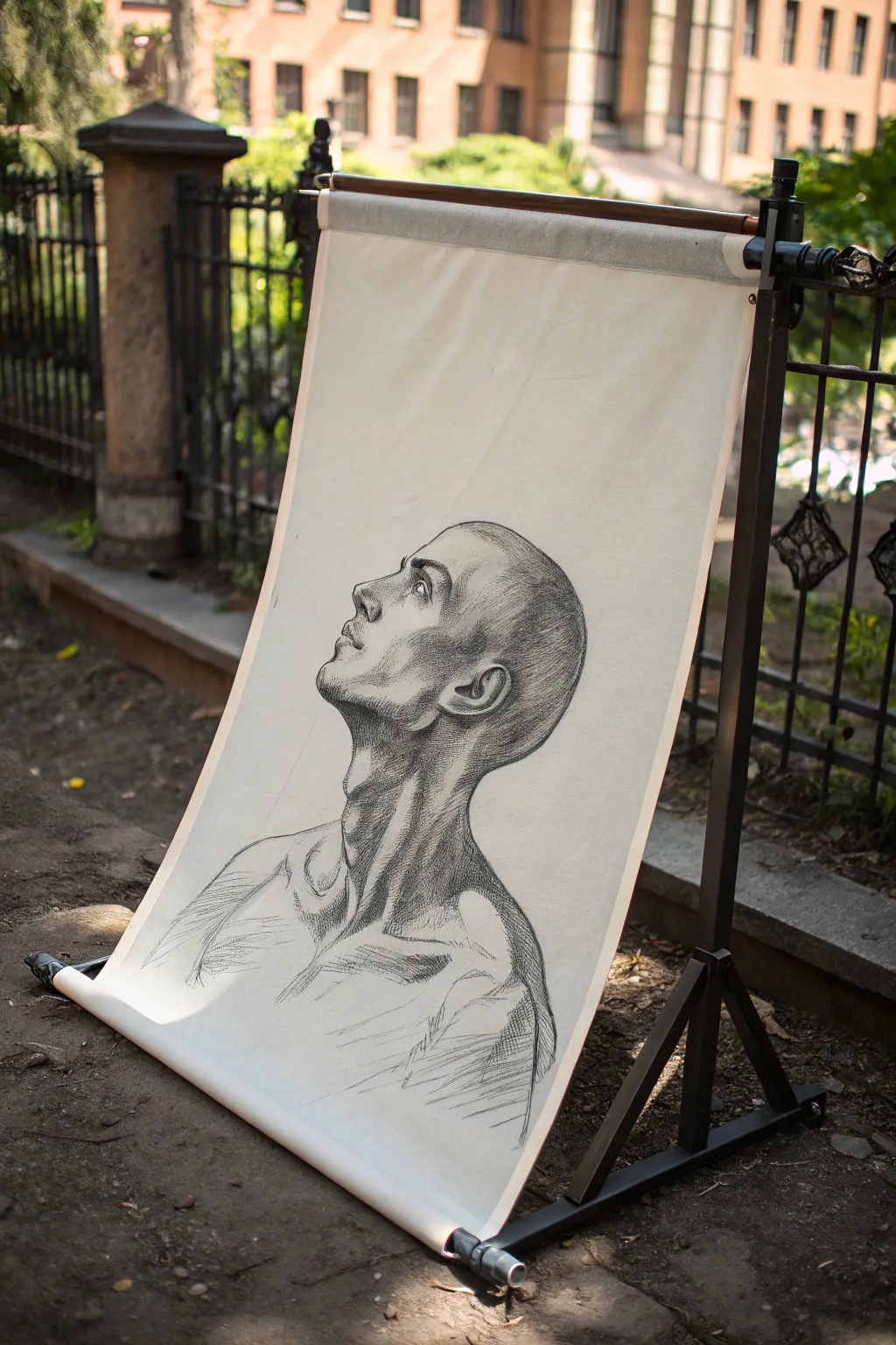 Minimalist figure pose study: over-the-shoulder look highlighting neck angle and shoulder line