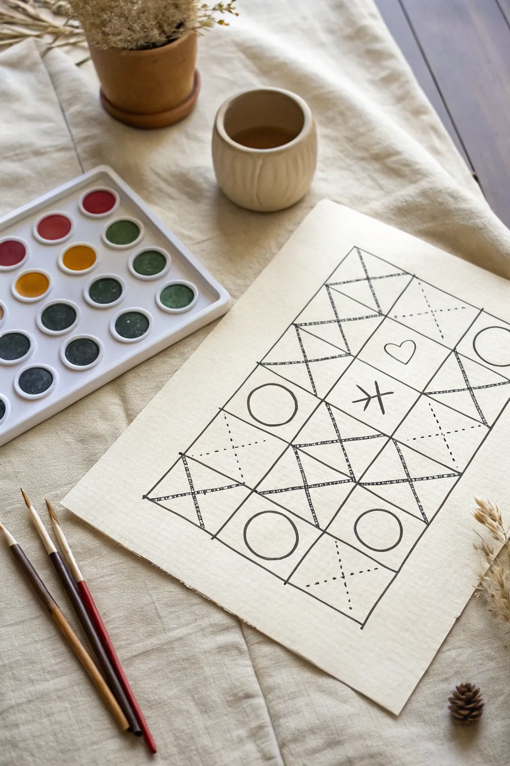 Minimal grid swap pattern with bold positive and negative shapes for easy space play.