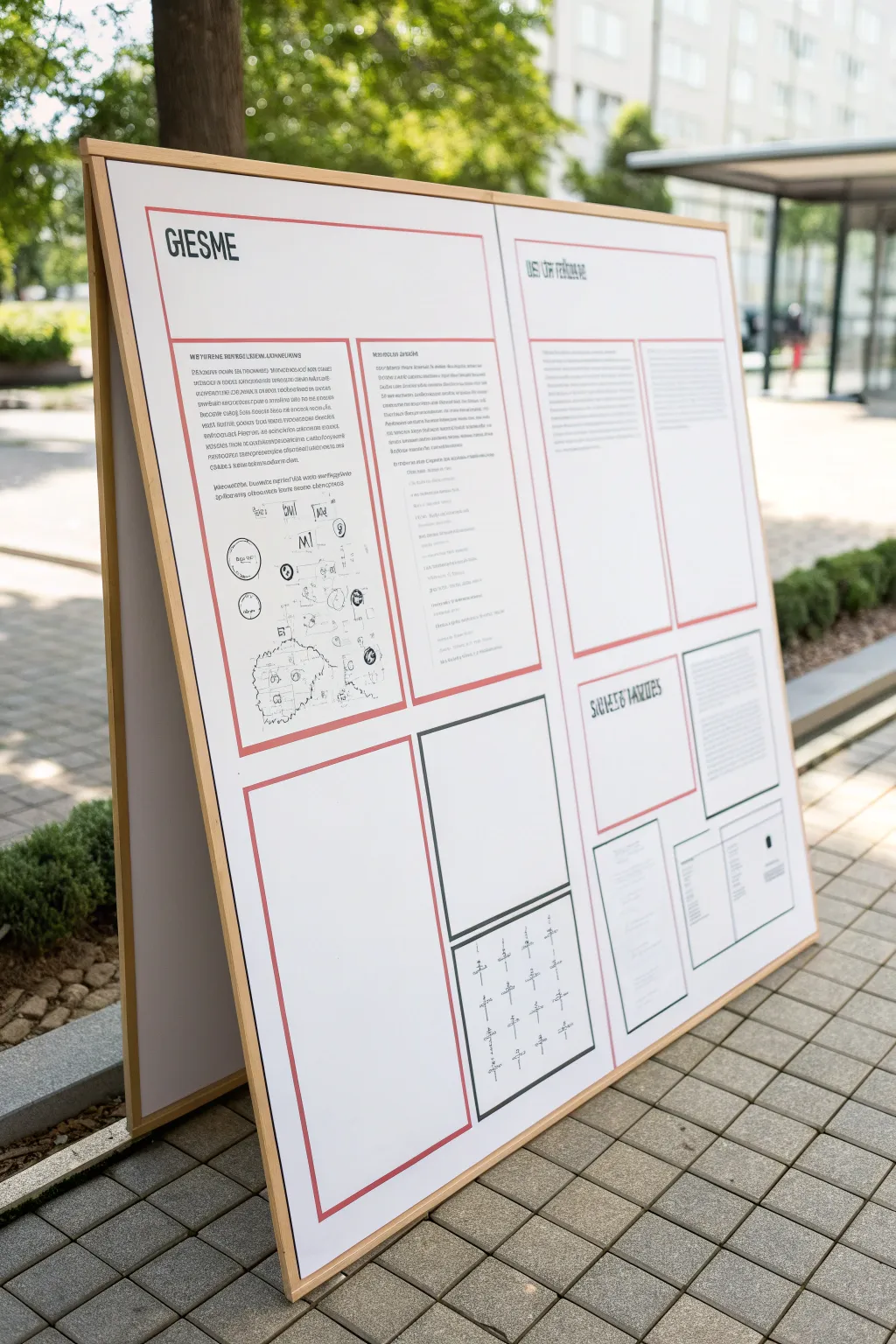 Minimal math strategy poster board layout with four doodle panels for quick classroom reference.