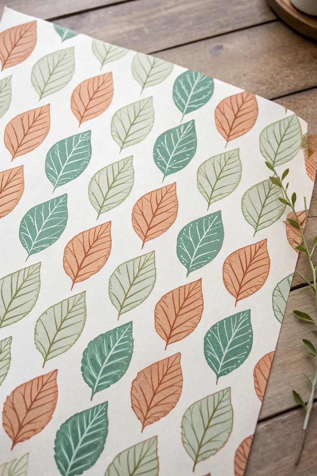 Calm leaf-repeat pattern in soft earth tones, perfect for relaxing minimalist painting practice