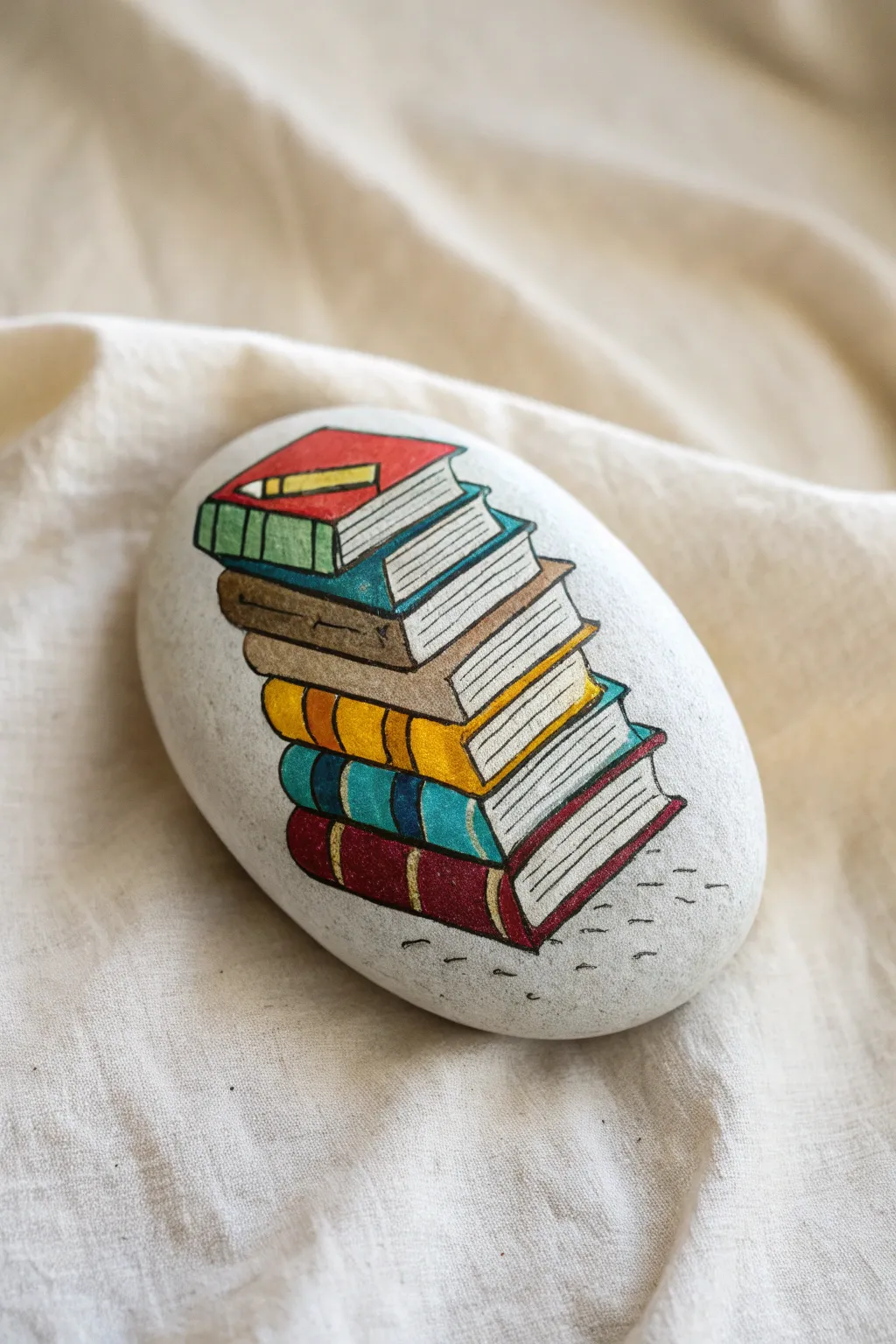 Minimal boho book stack rock craft for school, perfect for reading motivation and library decor.