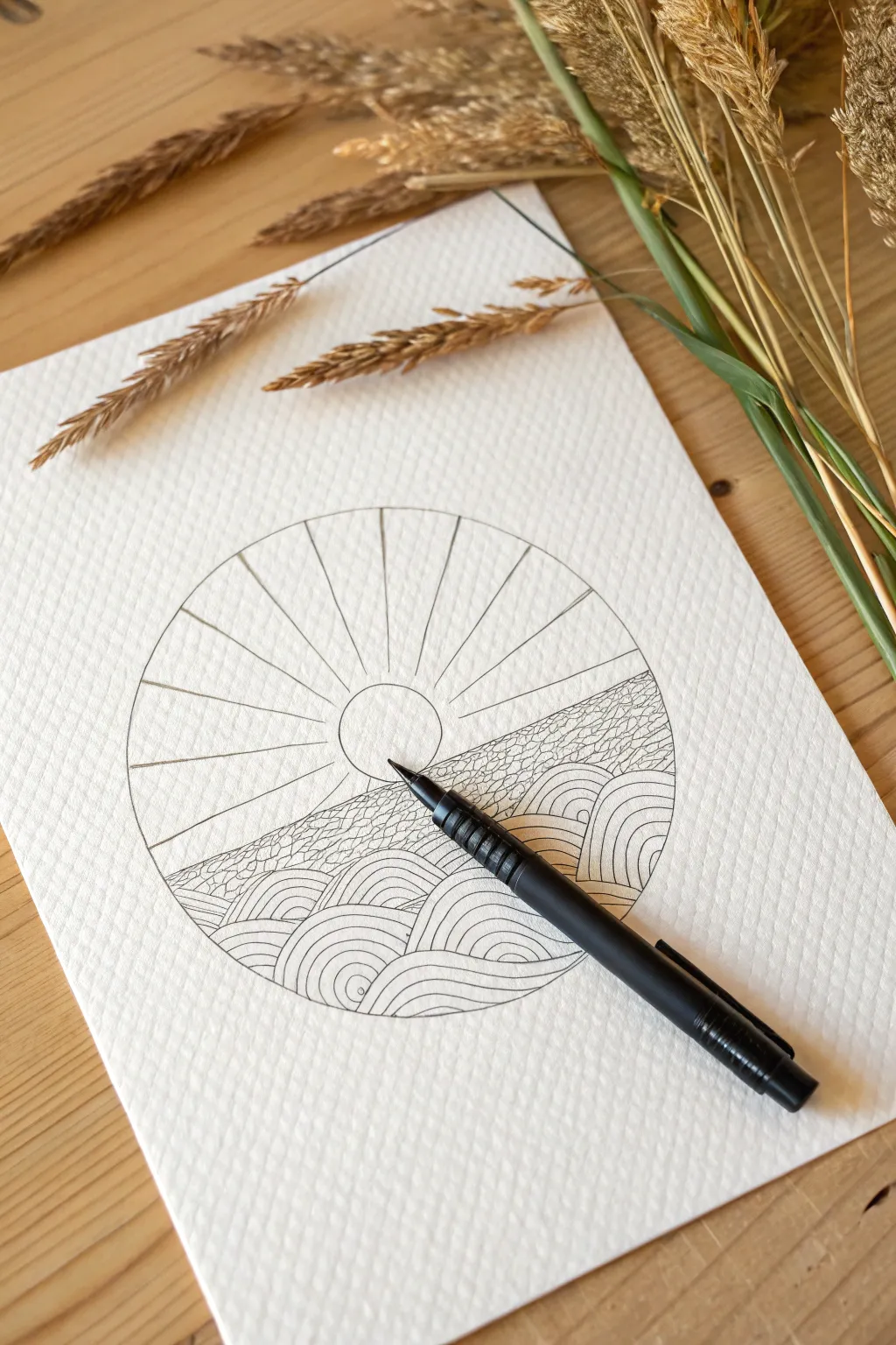 Capture the sunset in a circle. A simple, relaxing sketch idea to boost your creativity today.