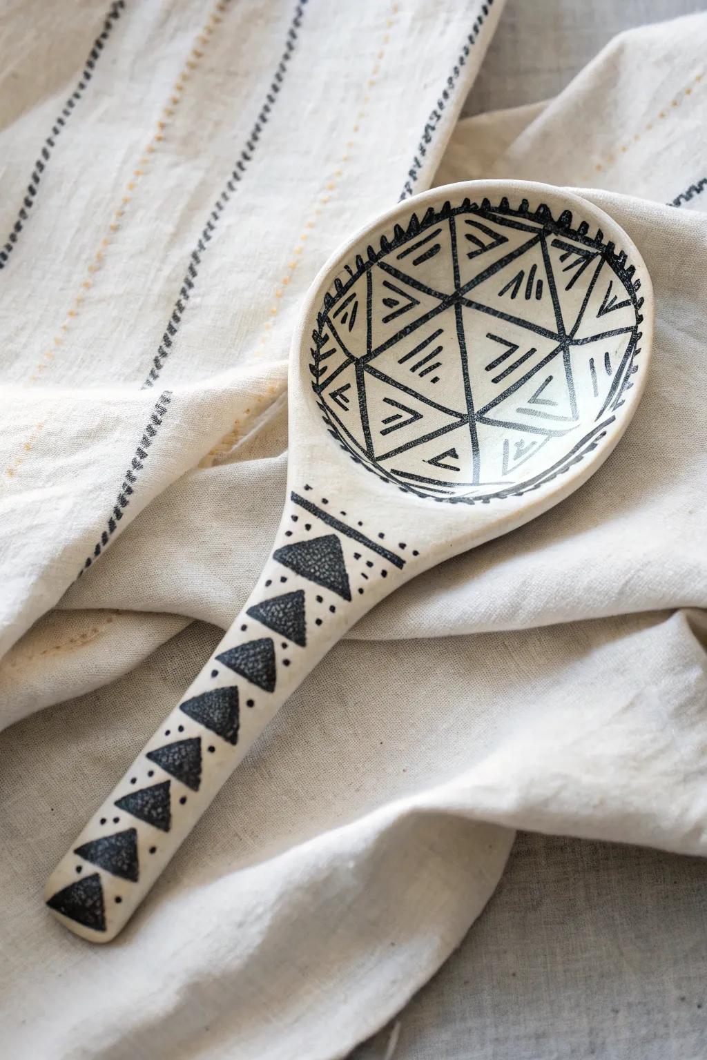 Create a stunning focal point with this easy black and white mudcloth spoon rest.