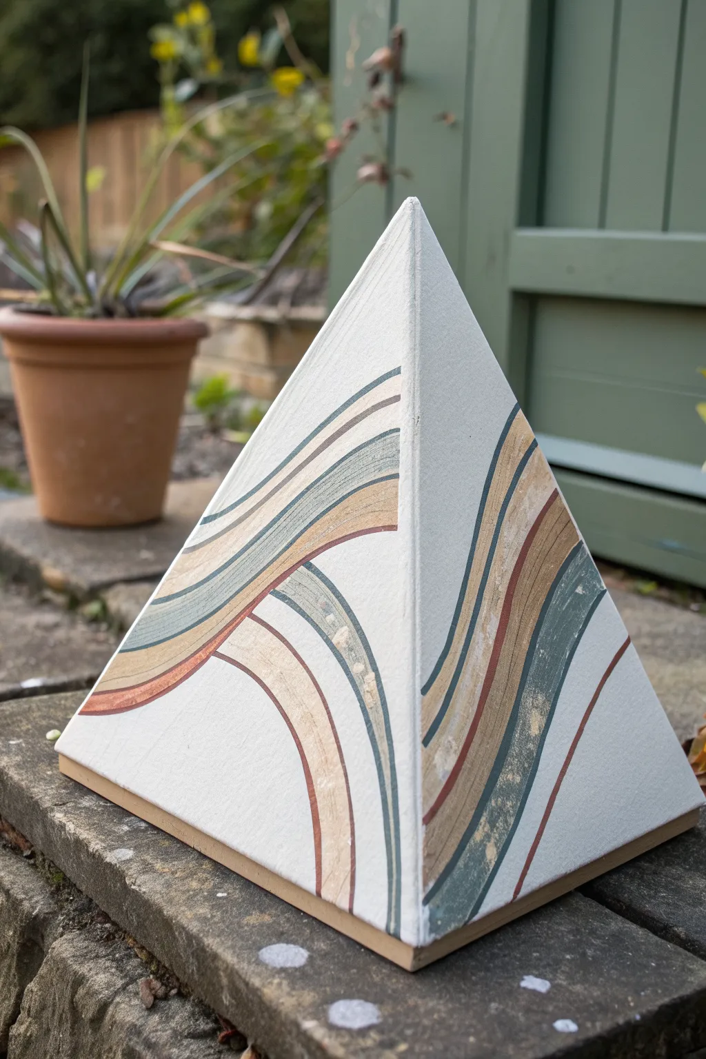 Triangle canvas idea: sweeping abstract lines narrowing upward to meet at a single point