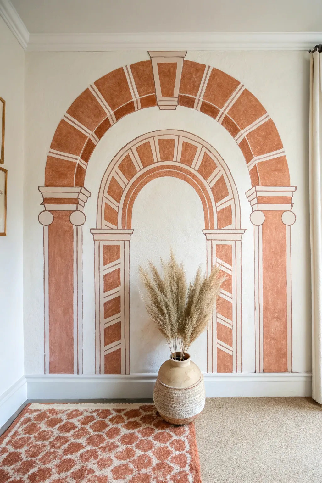 Create instant depth and architectural charm with a simple DIY faux arch mural.