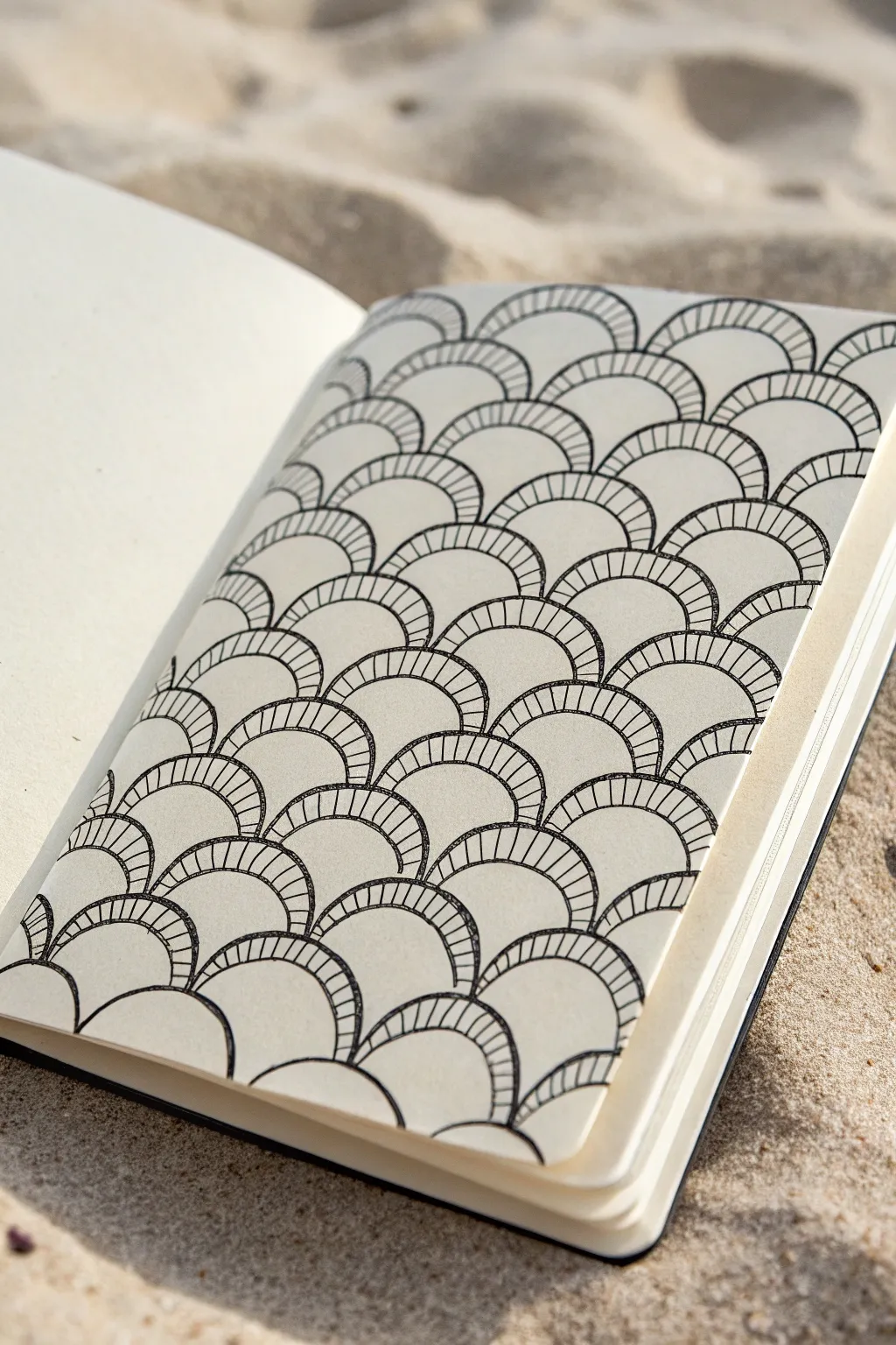 Endless scallop scales for a cozy zen pattern fill, crisp ink contrast, and soothing tactile rhythm.