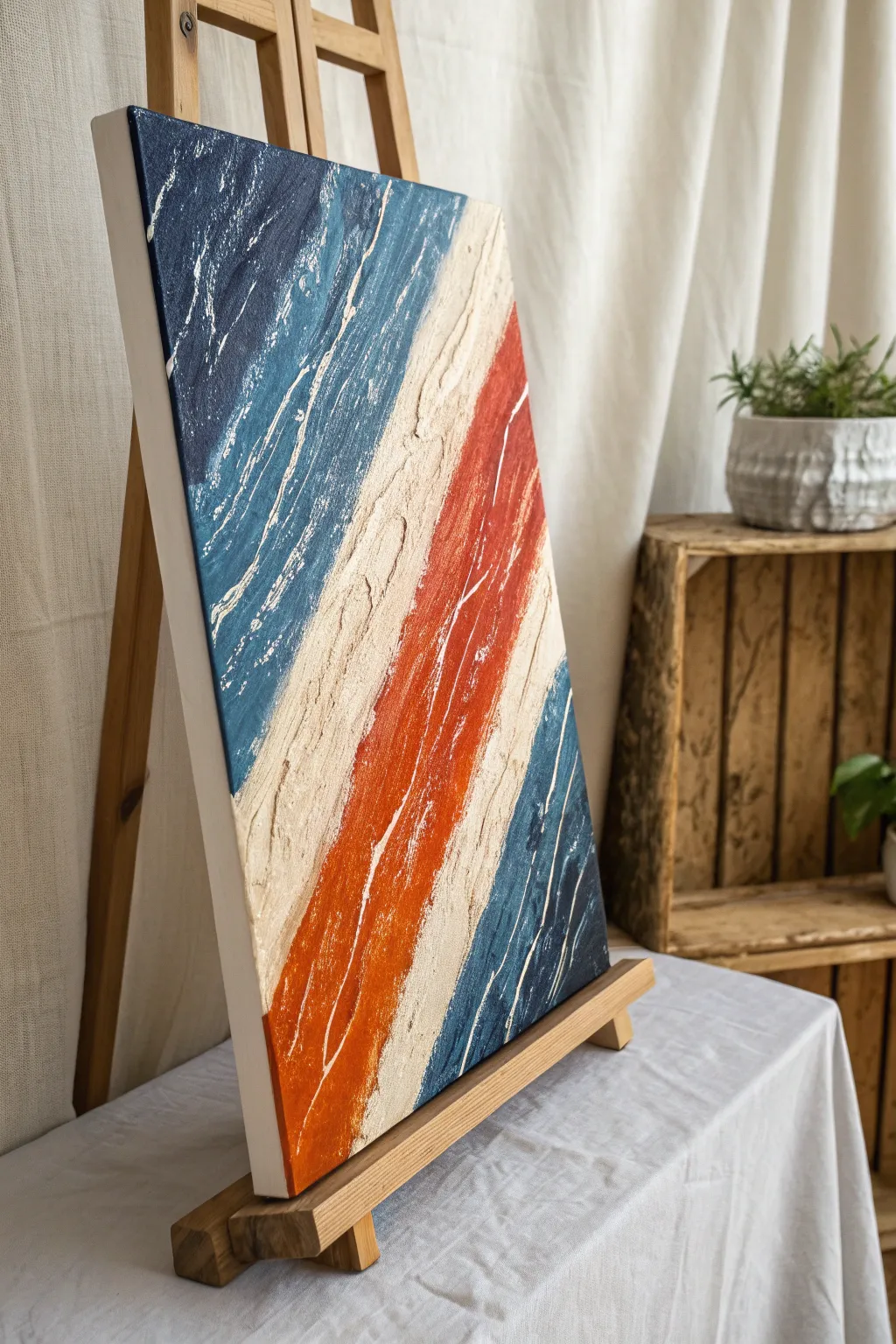 Sgraffito lines carved into wet oils reveal bold undercolors and rich, light-catching texture.