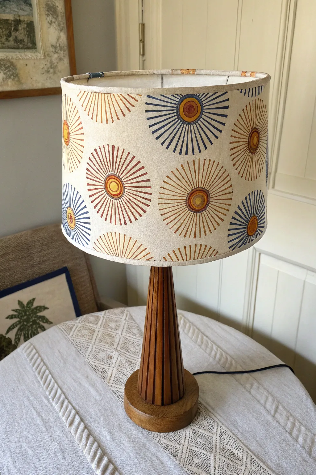Sunburst acrylic rays make this lampshade glow with bold color and clean handcrafted edges.