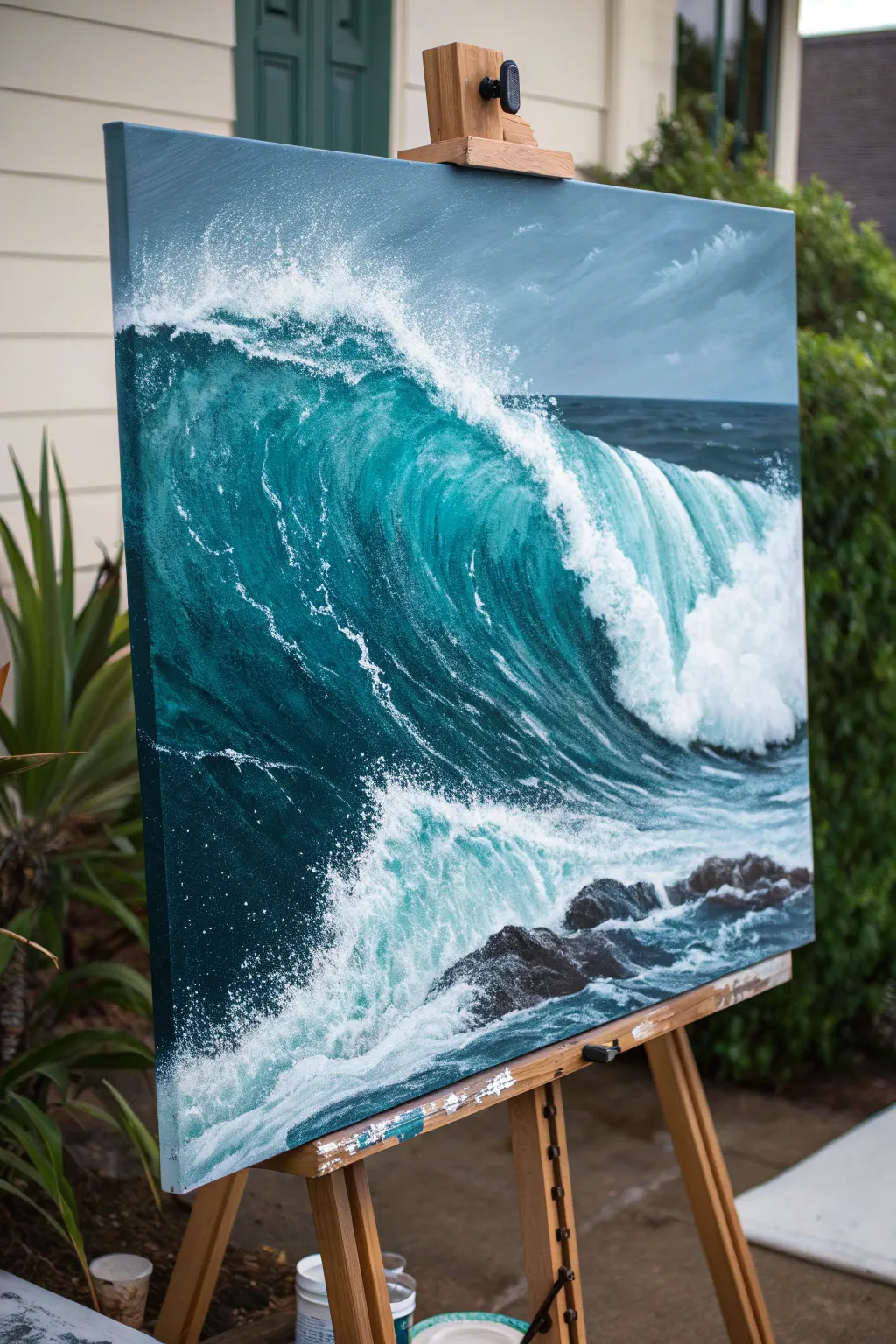 Transparent ocean layers and bold foamy whites for an advanced acrylic water study