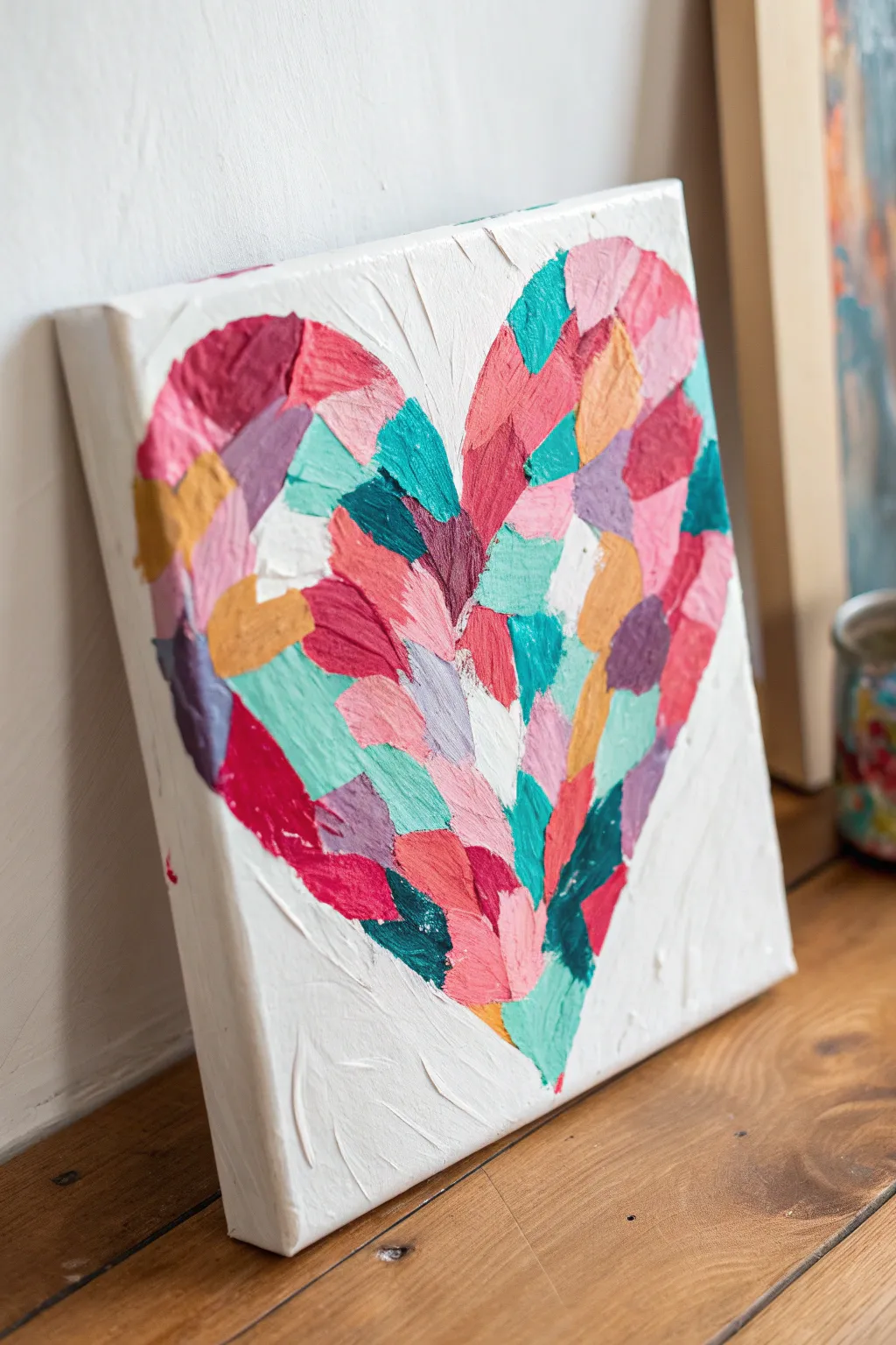 Abstract chunky brush heart: a bold color mosaic that feels playful, forgiving, and easy to recreate