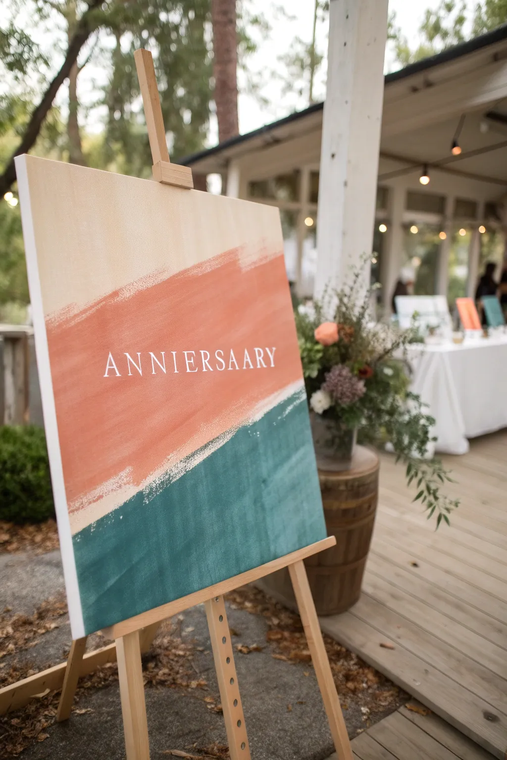 A minimalist boho lyric strip canvas idea to honor your first dance song and wedding date.