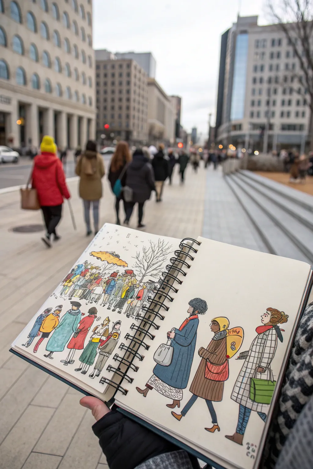 A giant group scene base: placeholders plus a colorful filled example for a true mass collab