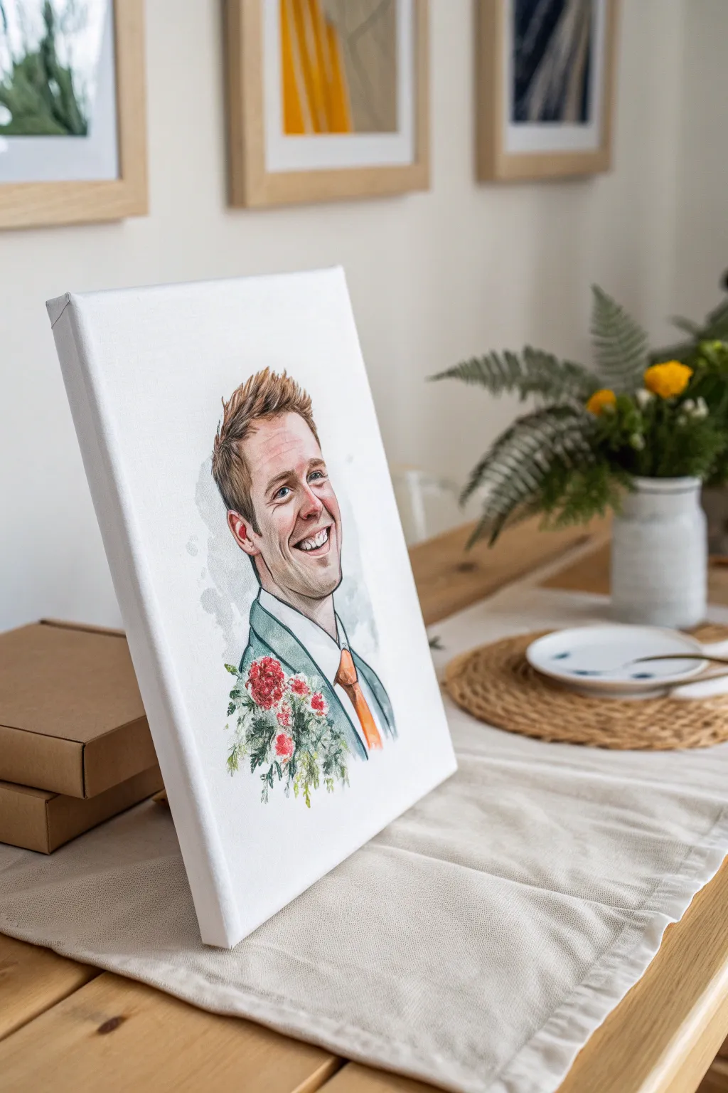 Paint the groom from memory with bold playful colors, sip nearby, and laugh with the bride tribe